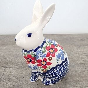 Boleslawiec Polish Pottery Easter Bunny Rabbit Figurine Authentic